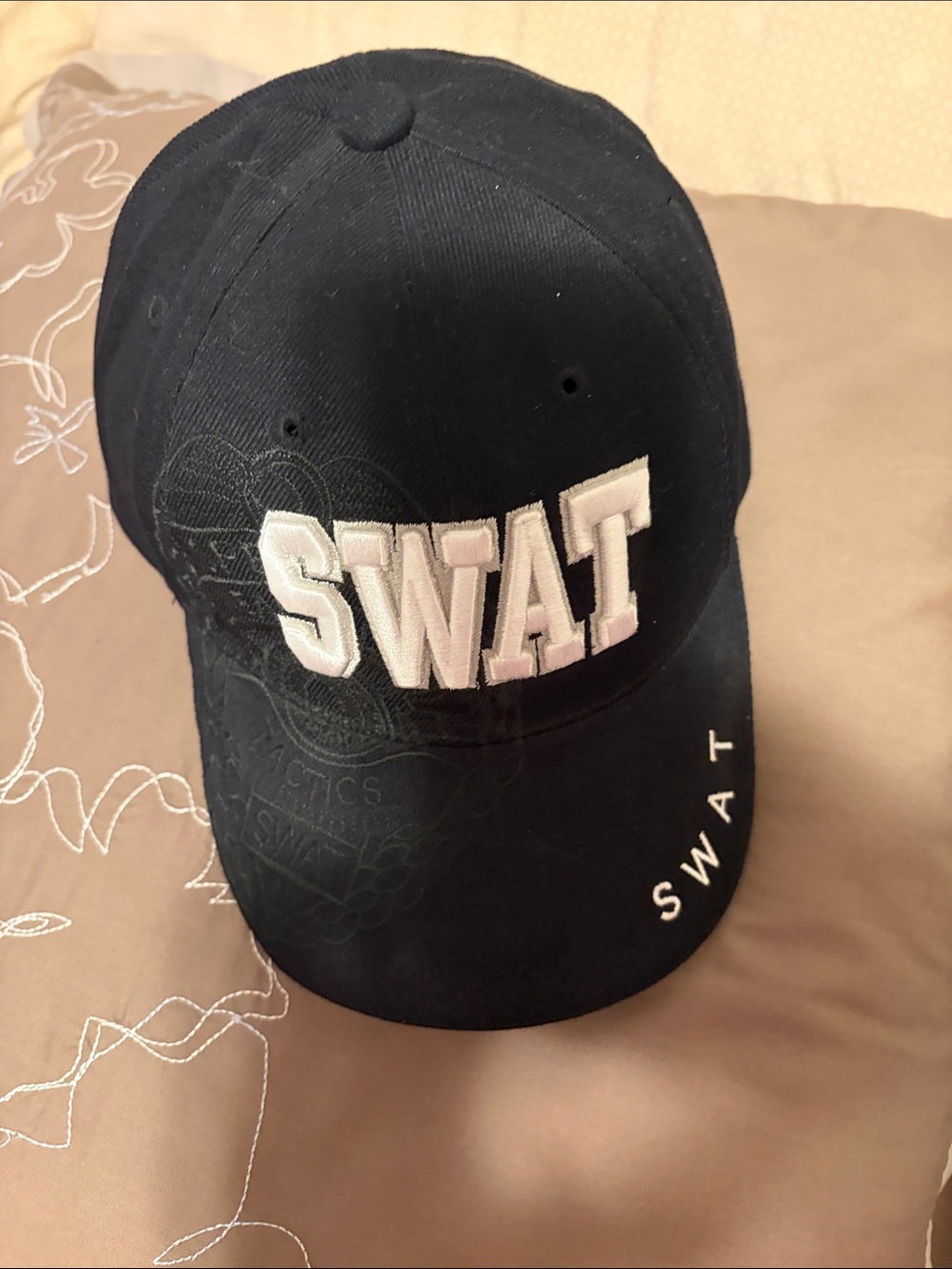 RAPID DOMINANCE SWAT Embroidered Black Baseball Cap - Bold White Lettering - Picture 4 of 5